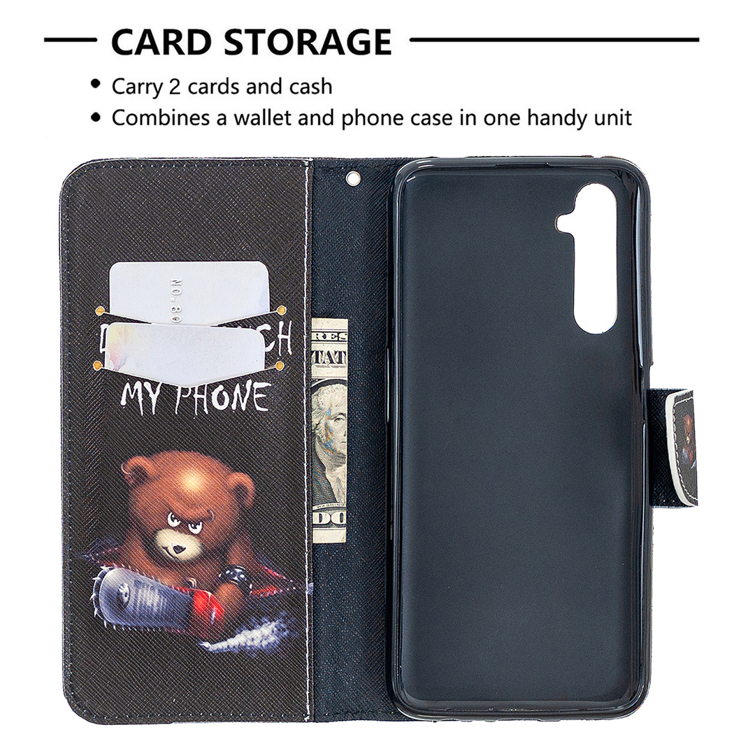 Oppo Realme 6 Pro Case, Colorful Flip Leather Wallet Magnetic Phone Bag Cover - Don't touch my phone