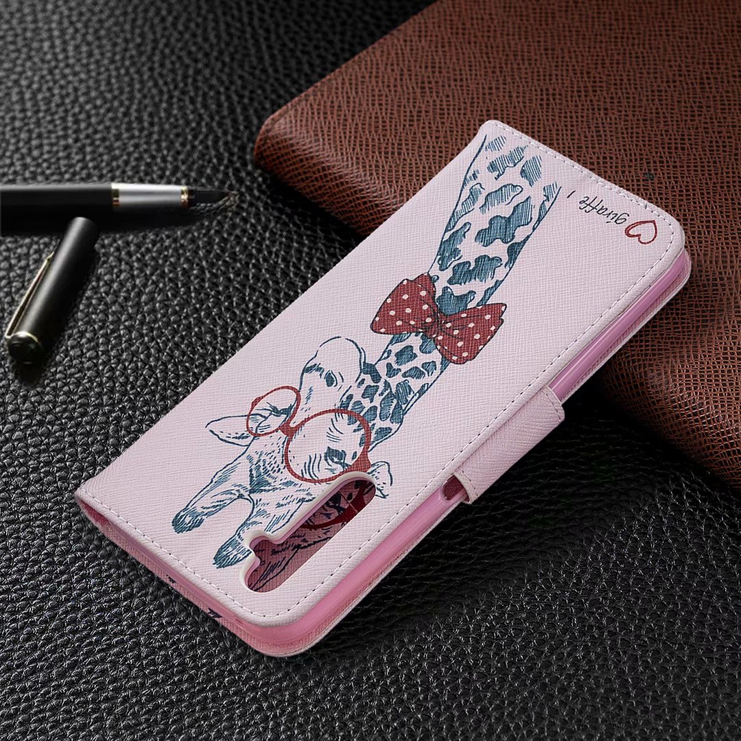 Oppo Realme 6 Pro Case, Colorful Flip PU Leather Wallet Magnetic Phone Bag Cover - Giraffe