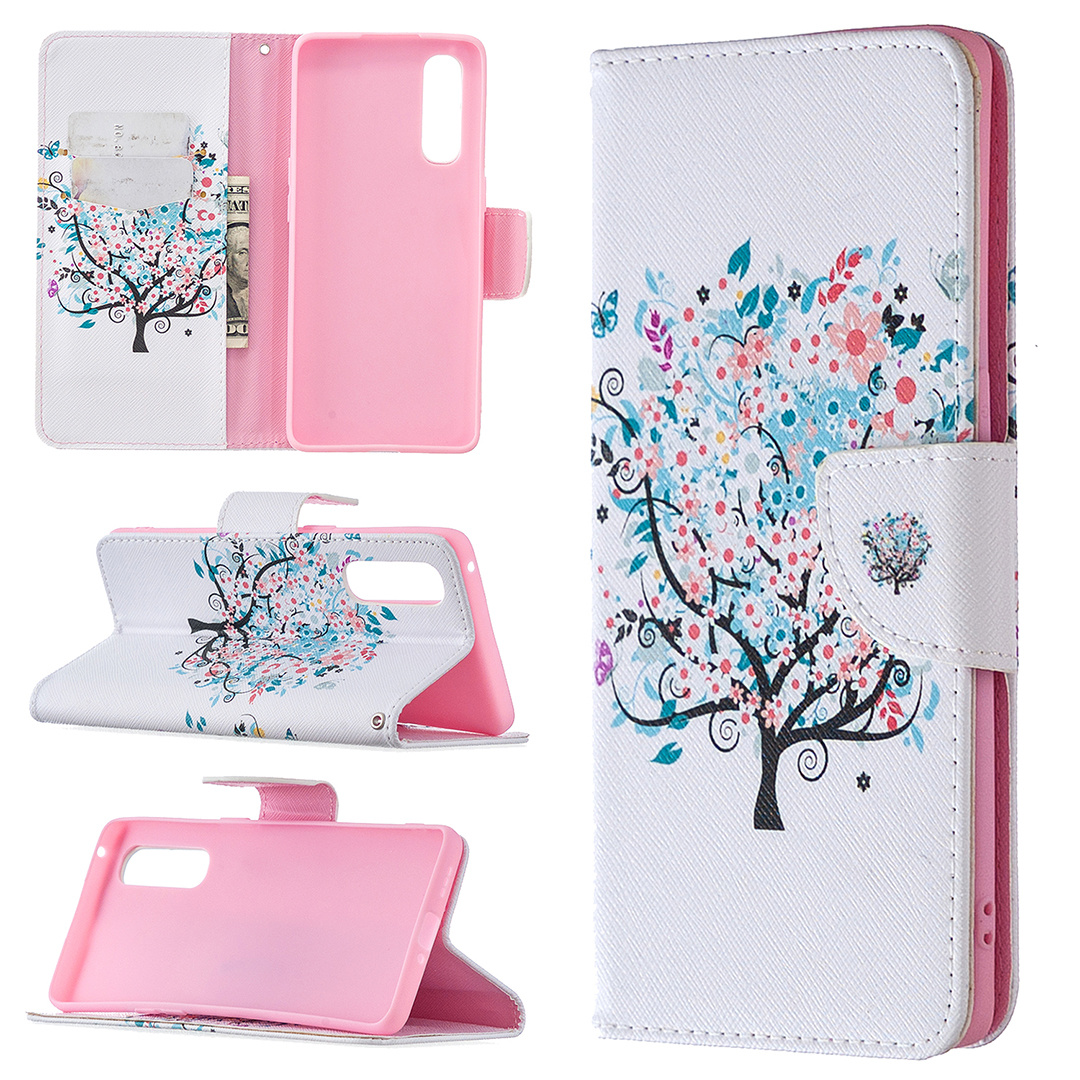 Oppo Reno 3 Pro Case, Colorful Flip PU Leather Wallet Magnetic Phone Bag Cover - Color tree