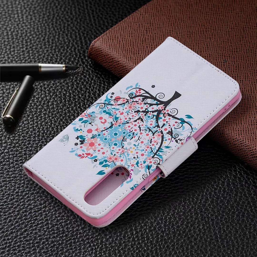 Oppo Reno 3 Pro Case, Colorful Flip PU Leather Wallet Magnetic Phone Bag Cover - Color tree