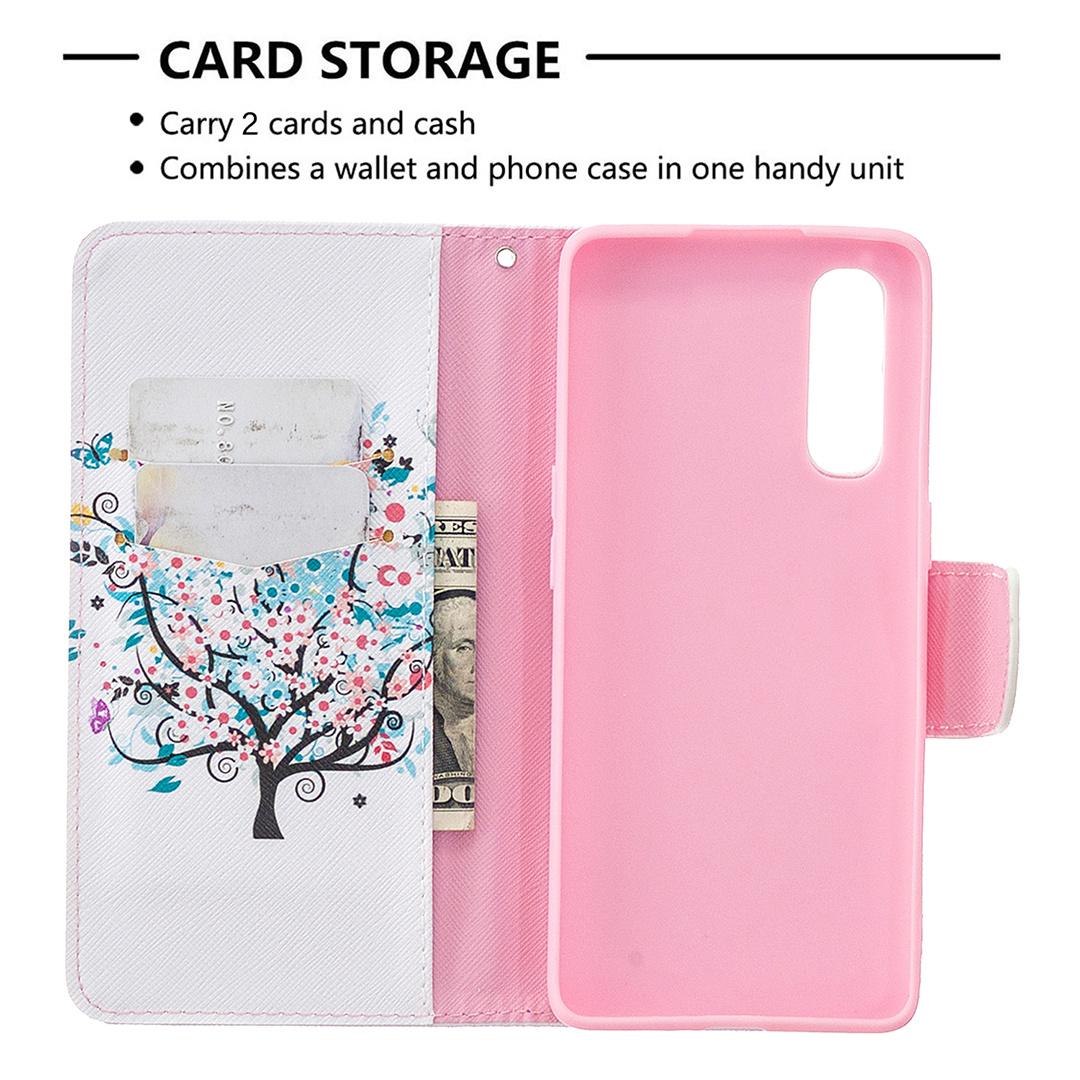 Oppo Reno 3 Pro Case, Colorful Flip PU Leather Wallet Magnetic Phone Bag Cover - Color tree