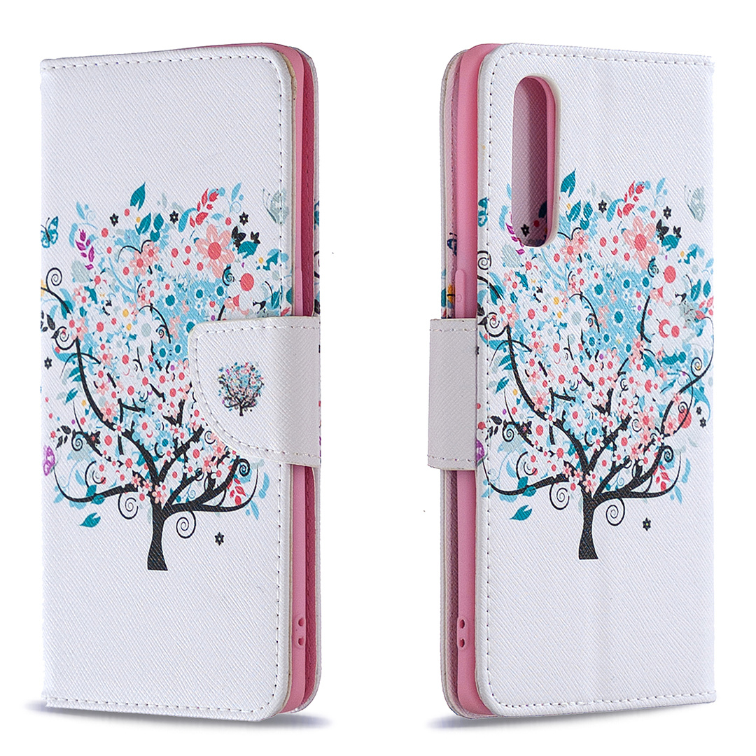 Oppo Reno 3 Pro Case, Colorful Flip PU Leather Wallet Magnetic Phone Bag Cover - Color tree