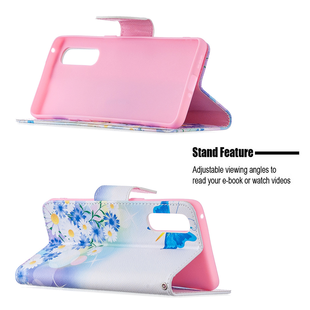 Oppo Reno 3 Pro Case, Colorful Flip PU Leather Wallet Magnetic Phone Bag Cover - Flower Butterfly