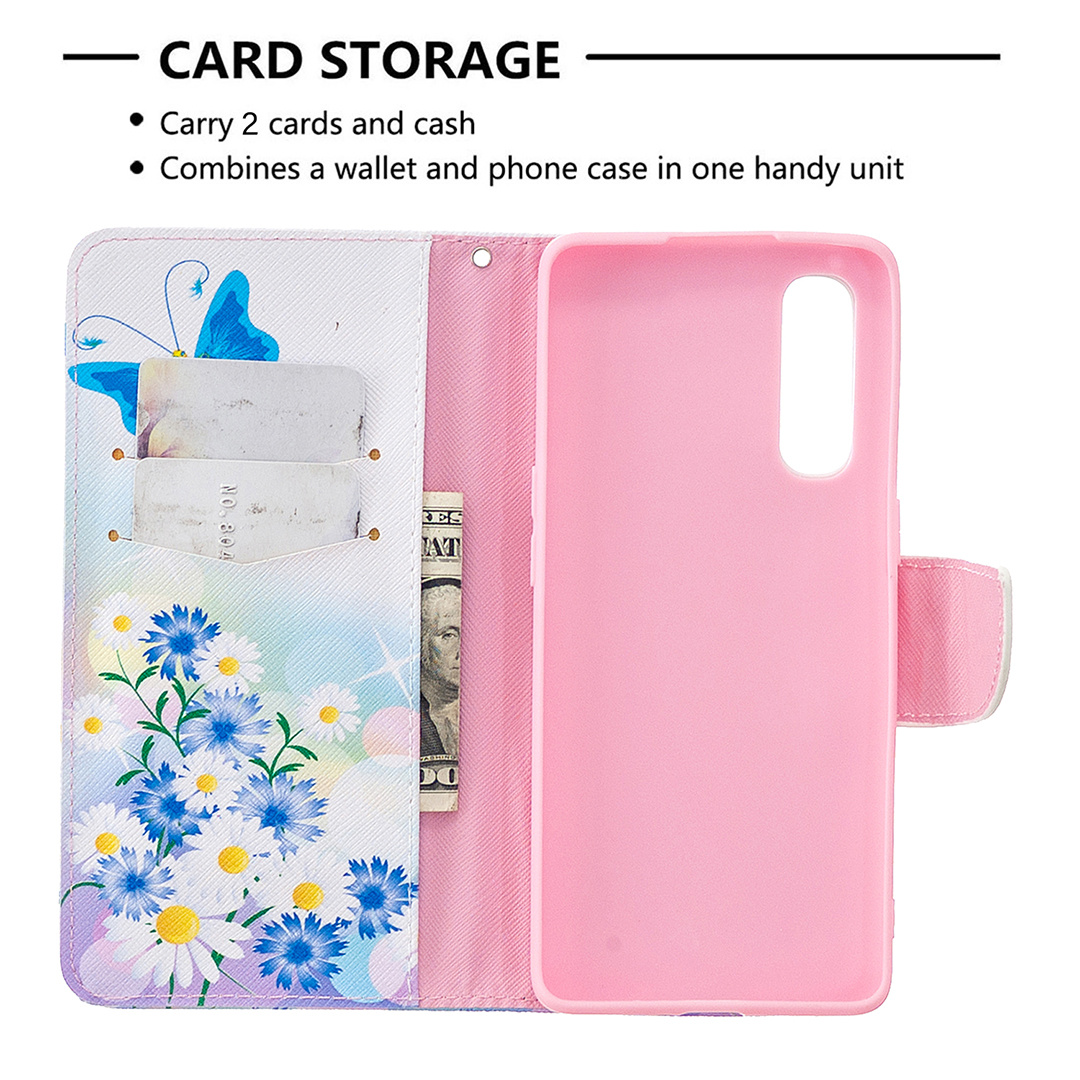 Oppo Reno 3 Pro Case, Colorful Flip PU Leather Wallet Magnetic Phone Bag Cover - Flower Butterfly