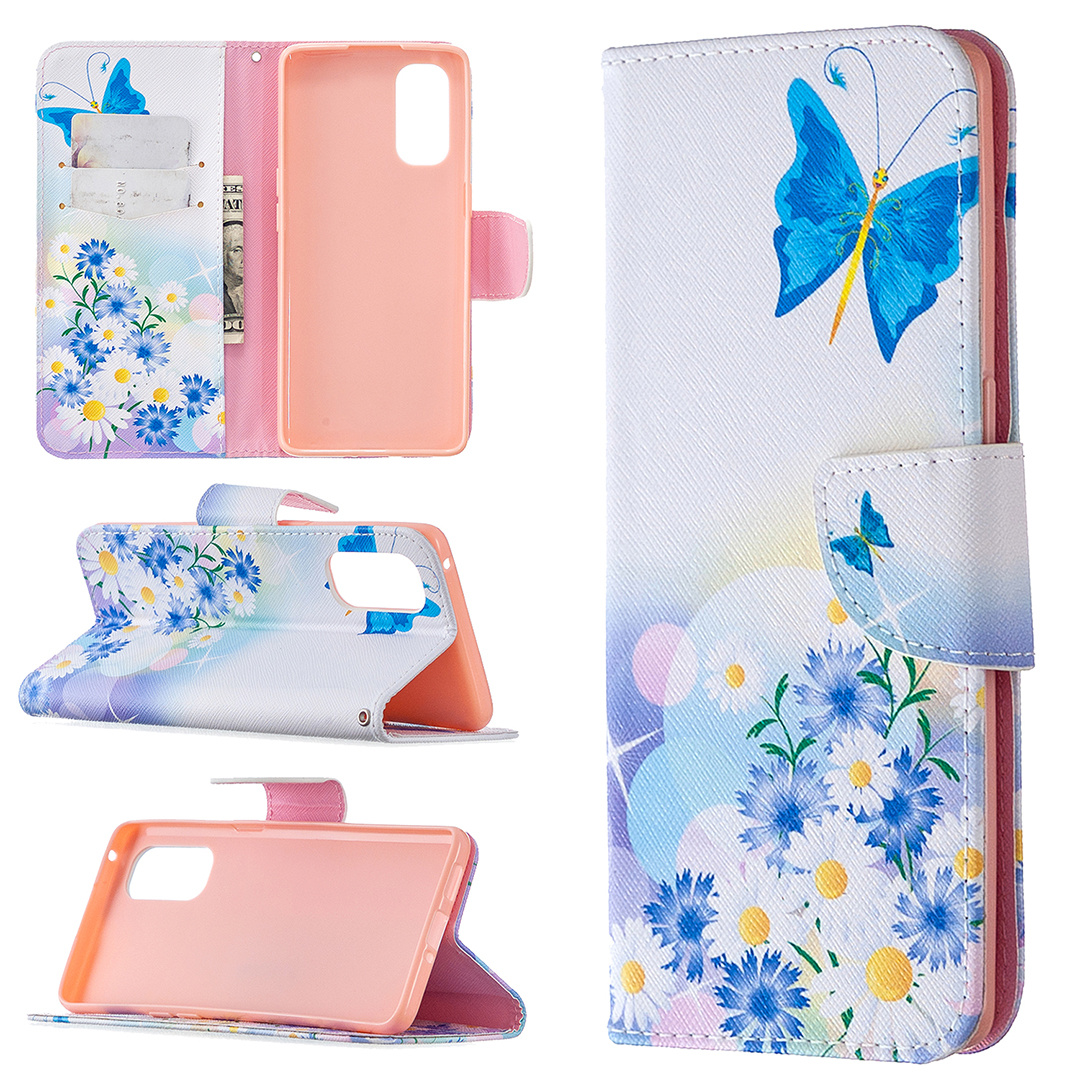 Oppo Reno 4 Pro 5G Case, Flip PU Leather Wallet Magnetic Phone Bag Cover - Flower Butterfly