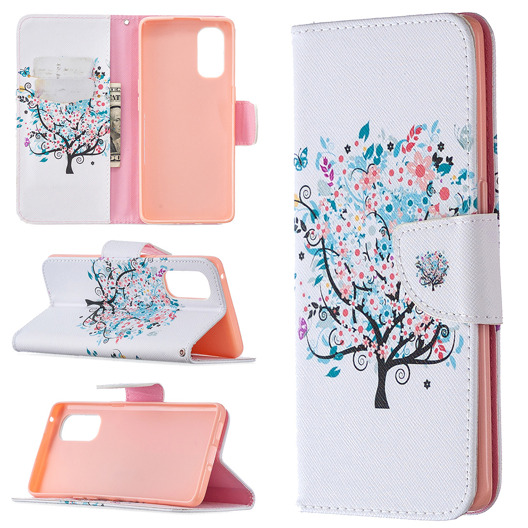 Oppo Reno 4 Pro 5G Case, Flip PU Leather Wallet Magnetic Phone Bag Cover - Color tree