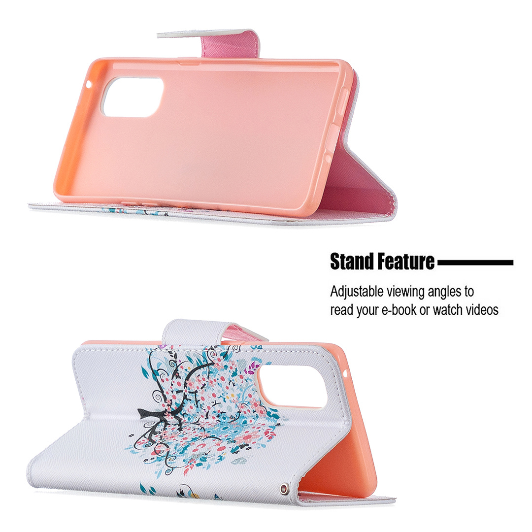 Oppo Reno 4 Pro 5G Case, Flip PU Leather Wallet Magnetic Phone Bag Cover - Color tree