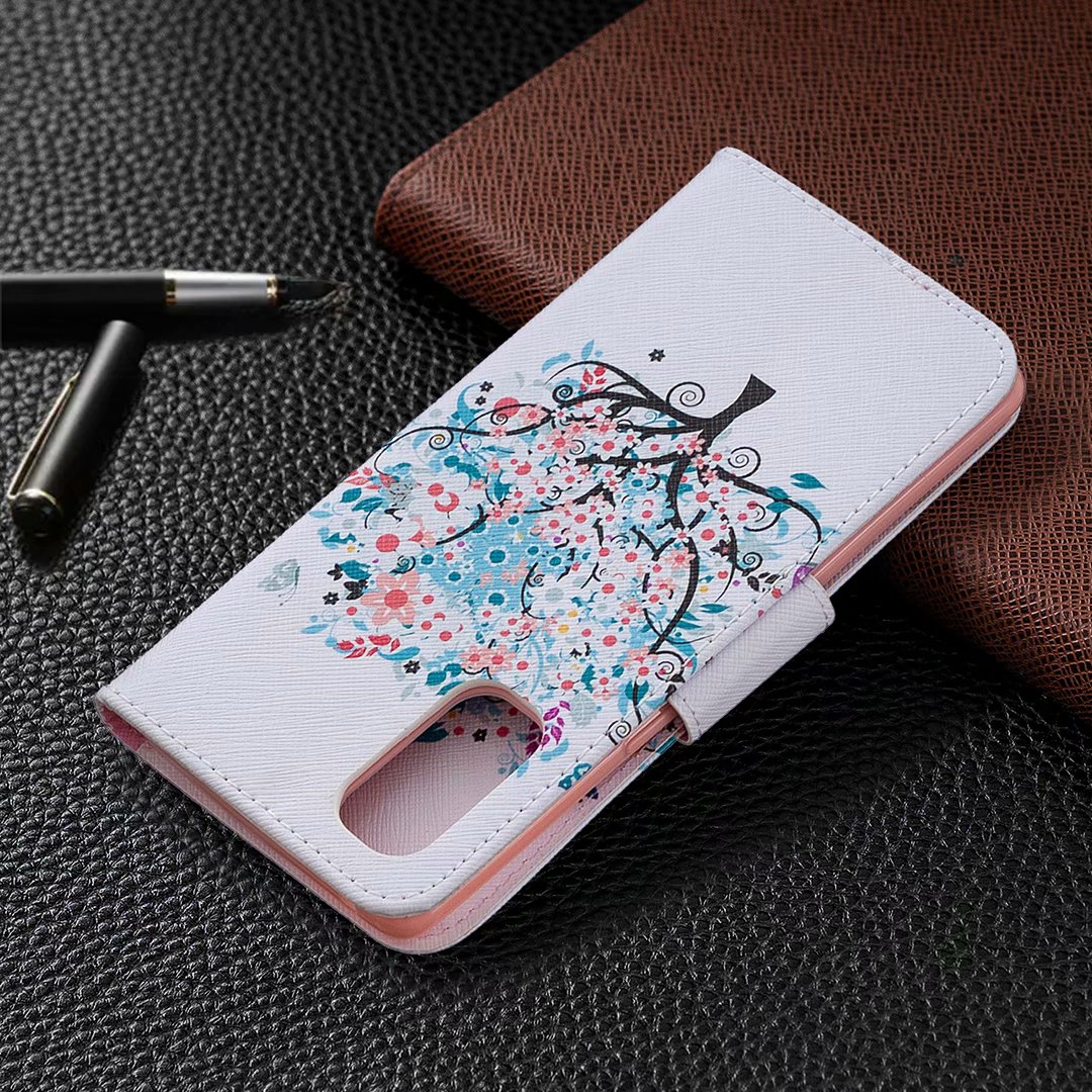 Oppo Reno 4 Pro 5G Case, Flip PU Leather Wallet Magnetic Phone Bag Cover - Color tree