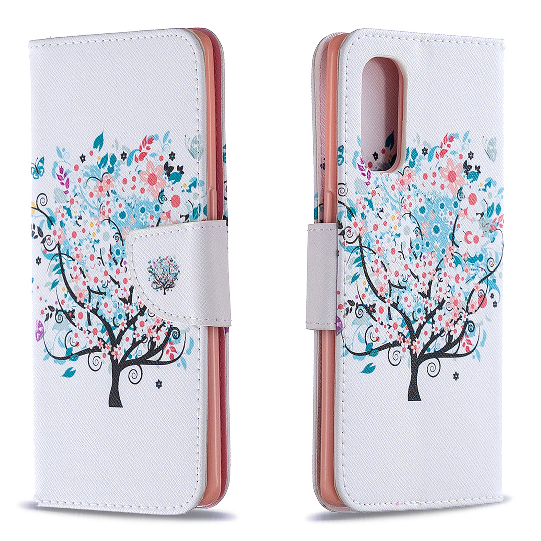 Oppo Reno 4 Pro 5G Case, Flip PU Leather Wallet Magnetic Phone Bag Cover - Color tree