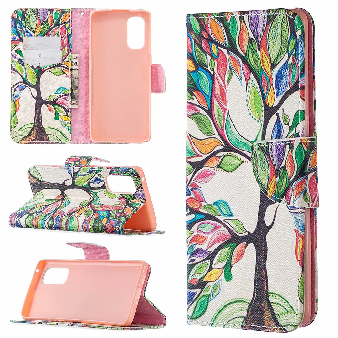 Oppo Reno 4 Pro 5G Case, Flip PU Leather Wallet Magnetic Phone Bag Cover - Painting tree