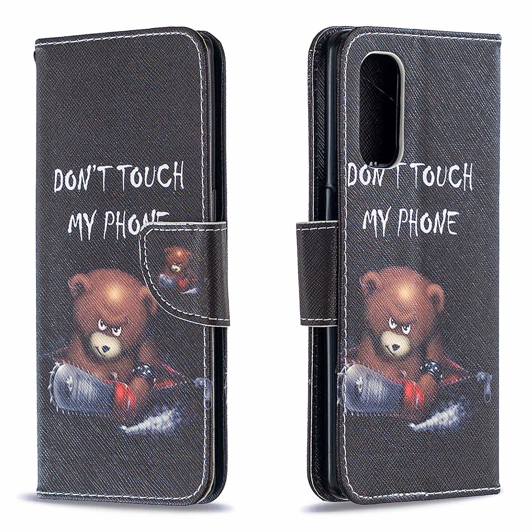 Oppo Reno 4 Pro 5G Case, Flip PU Leather Wallet Magnetic Phone Bag Cover - Don't touch my phone