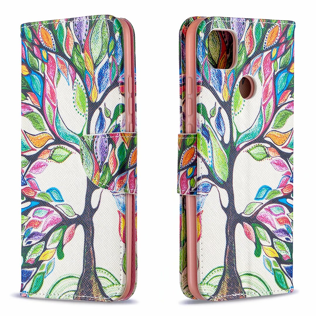 XiaoMi RedMi 9C Case, Flip PU Leather Wallet Magnetic Phone Bag Cover - Painting tree
