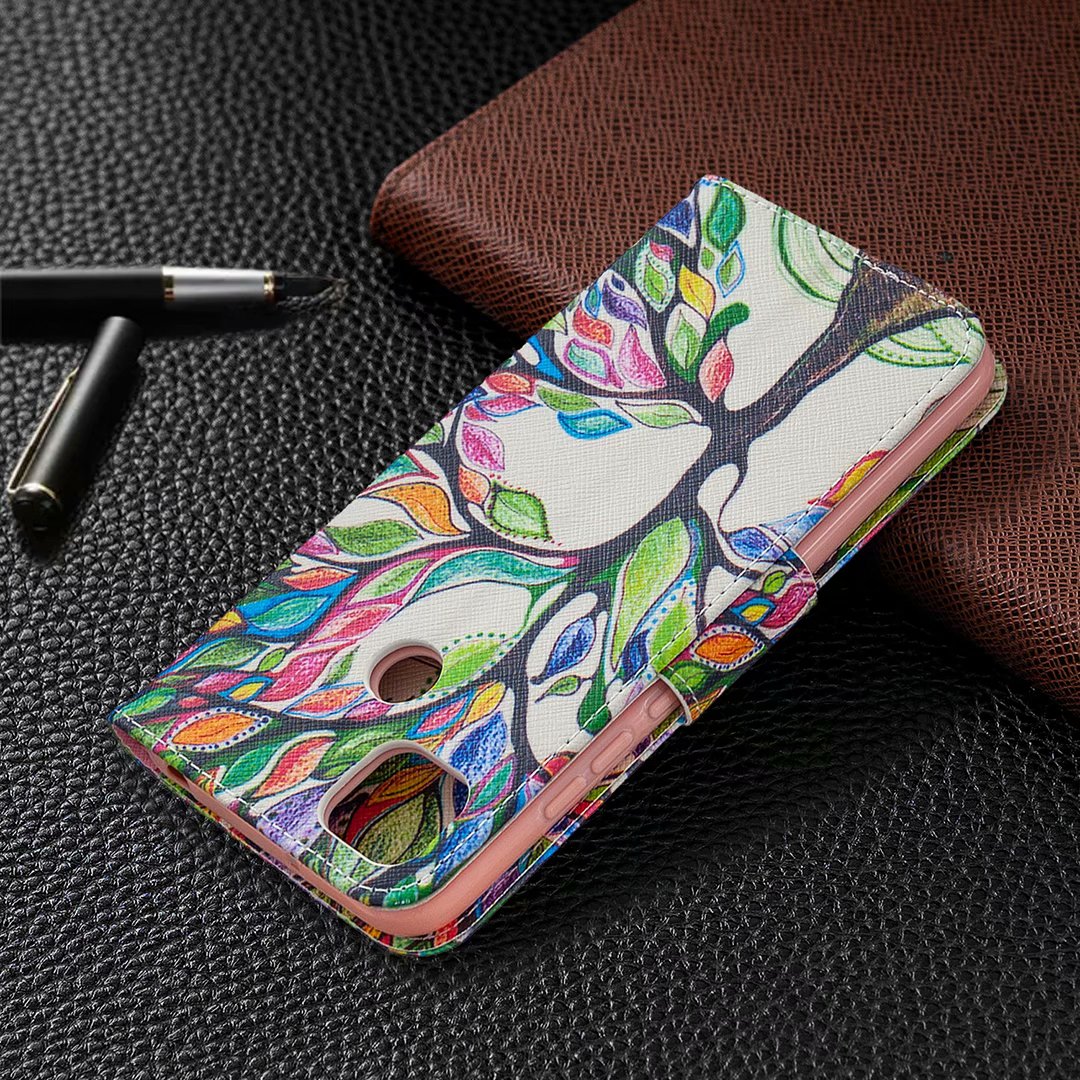 XiaoMi RedMi 9C Case, Flip PU Leather Wallet Magnetic Phone Bag Cover - Painting tree