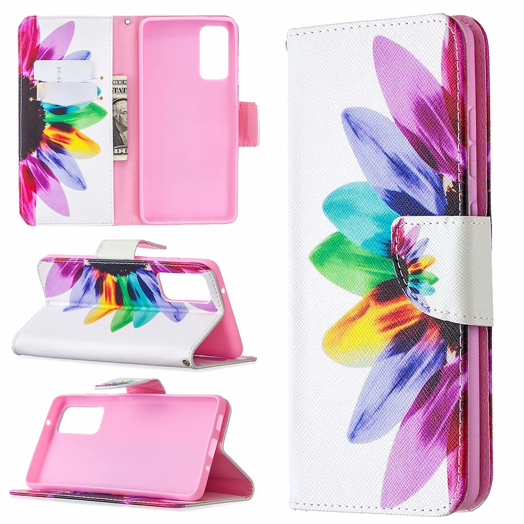 Samsung Galaxy S20 FE 5G Case (2020), Flip PU Leather Wallet Phone Bag Cover - Sun Flower