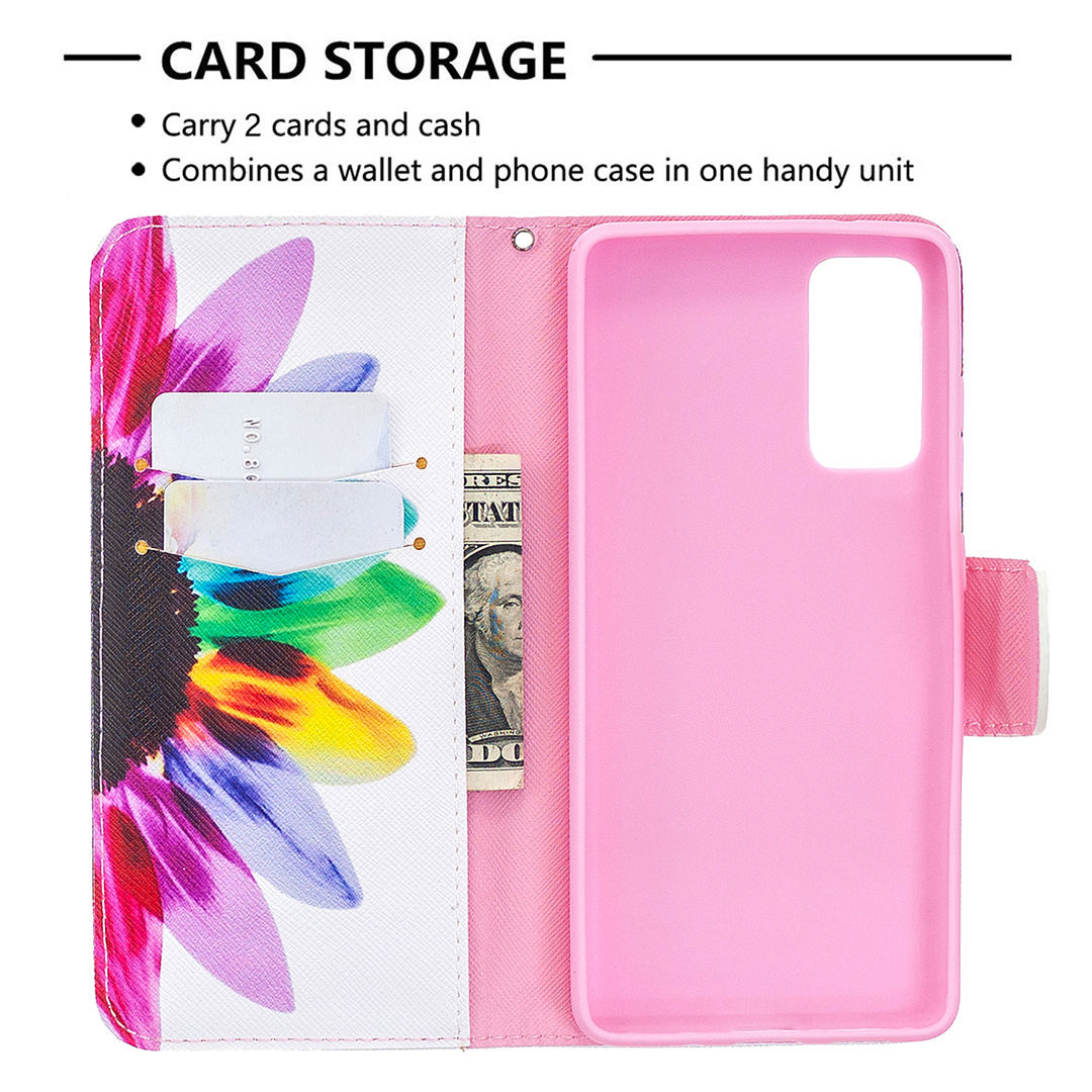 Samsung Galaxy S20 FE 5G Case (2020), Flip PU Leather Wallet Phone Bag Cover - Sun Flower