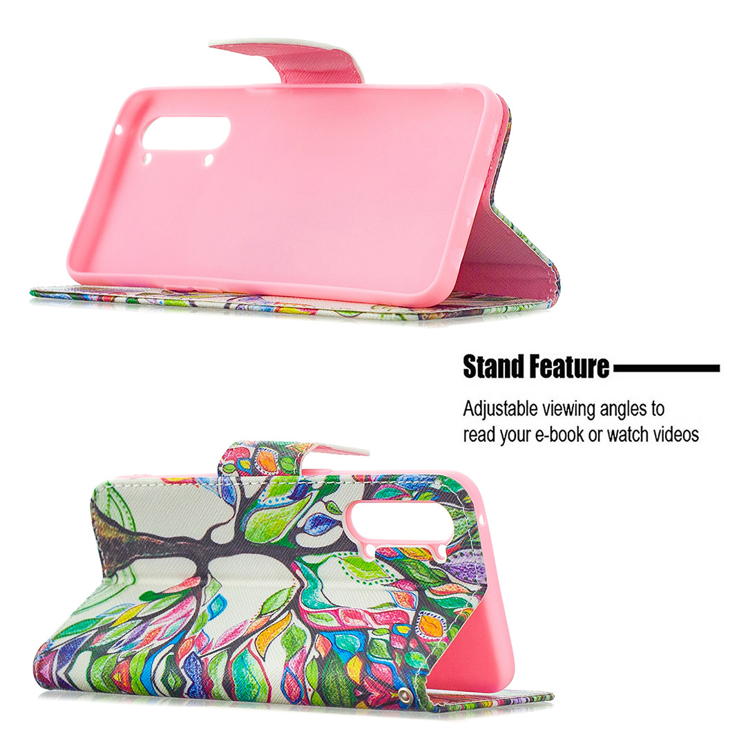 OPPO Find X2 Lite (6.4 Inch) Case, Flip PU Leather Wallet Magnetic Phone Bag Cover - Painting tree