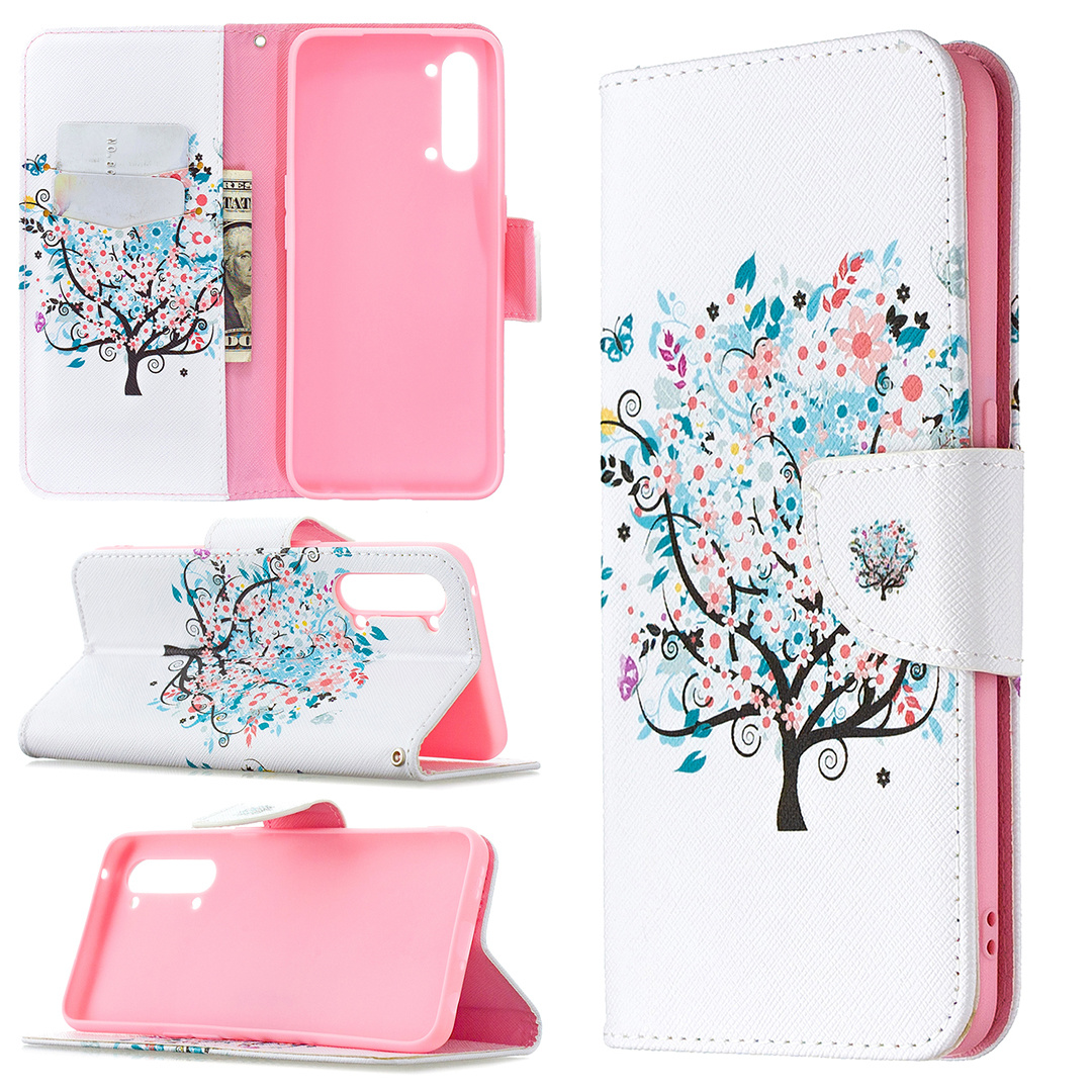 OPPO Find X2 Lite (6.4 Inch) Case, Flip PU Leather Wallet Magnetic Phone Bag Cover - Color tree