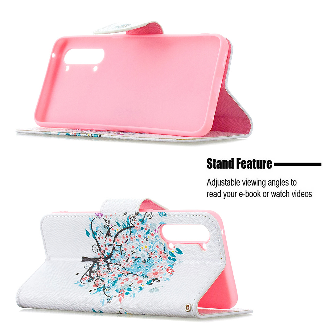 OPPO Find X2 Lite (6.4 Inch) Case, Flip PU Leather Wallet Magnetic Phone Bag Cover - Color tree