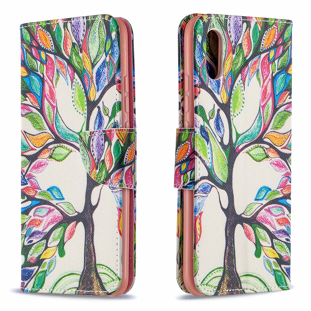Xiaomi Redmi 9A Case, Colorful Flip PU Leather Wallet Magnetic Phone Bag Cover - Painting tree