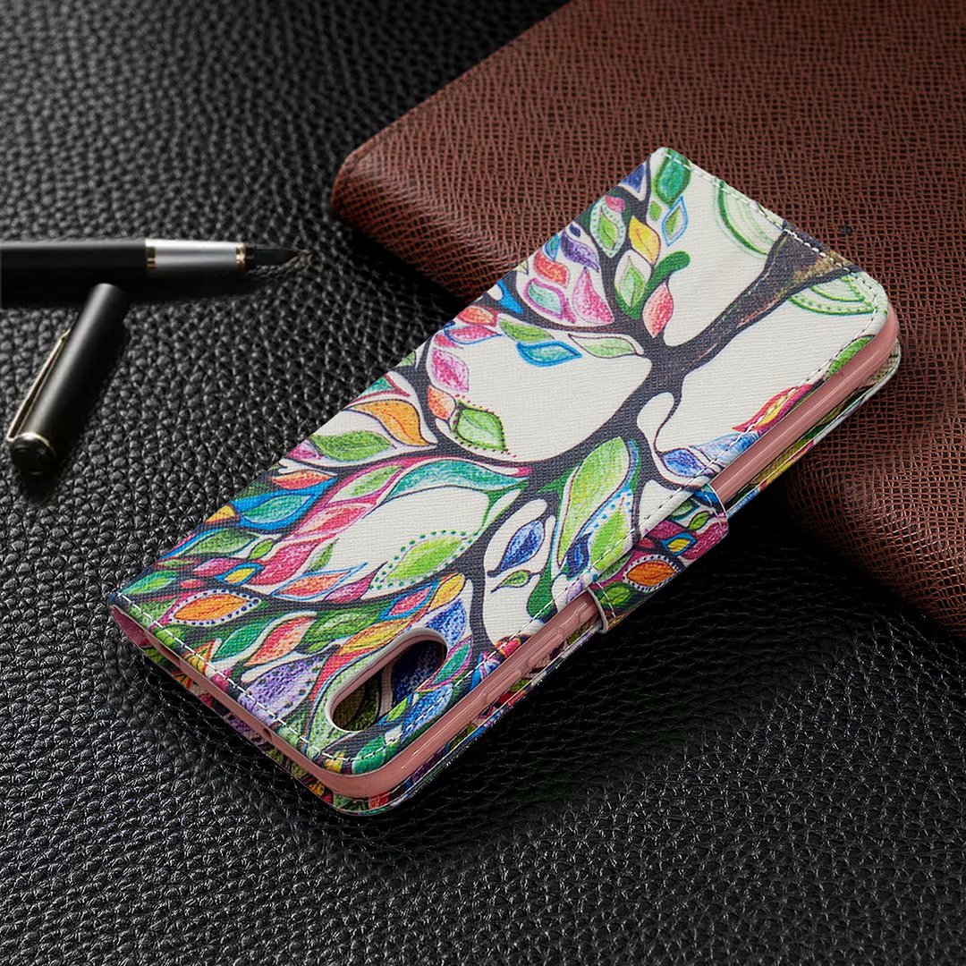 Xiaomi Redmi 9A Case, Colorful Flip PU Leather Wallet Magnetic Phone Bag Cover - Painting tree