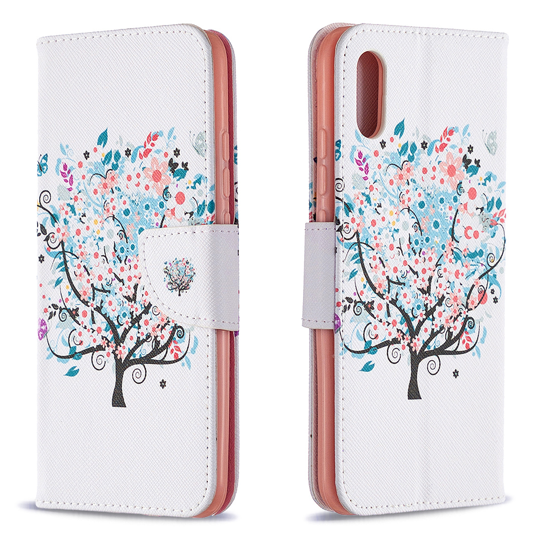Xiaomi Redmi 9A Case, Colorful Flip PU Leather Wallet Magnetic Phone Bag Cover - Color tree