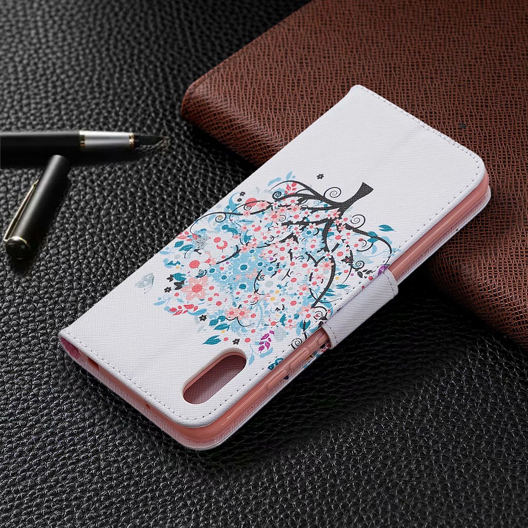 Xiaomi Redmi 9A Case, Colorful Flip PU Leather Wallet Magnetic Phone Bag Cover - Color tree