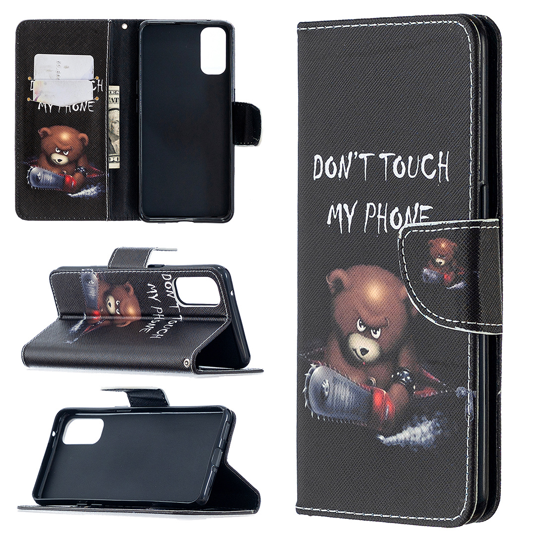 Oppo Reno 4 5G Case, Colorful Flip PU Leather Wallet Magnetic Phone Bag Cover - Don't touch my phone