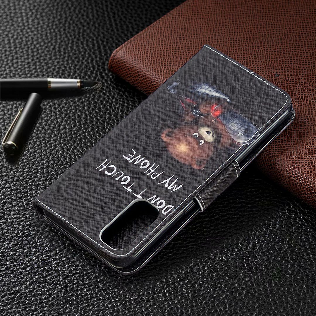 Oppo Reno 4 5G Case, Colorful Flip PU Leather Wallet Magnetic Phone Bag Cover - Don't touch my phone