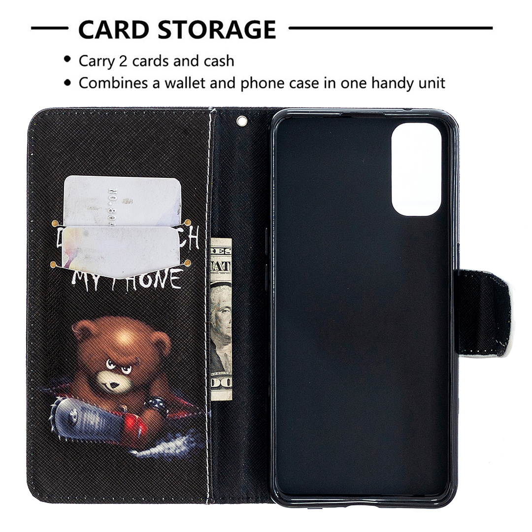 Oppo Reno 4 5G Case, Colorful Flip PU Leather Wallet Magnetic Phone Bag Cover - Don't touch my phone
