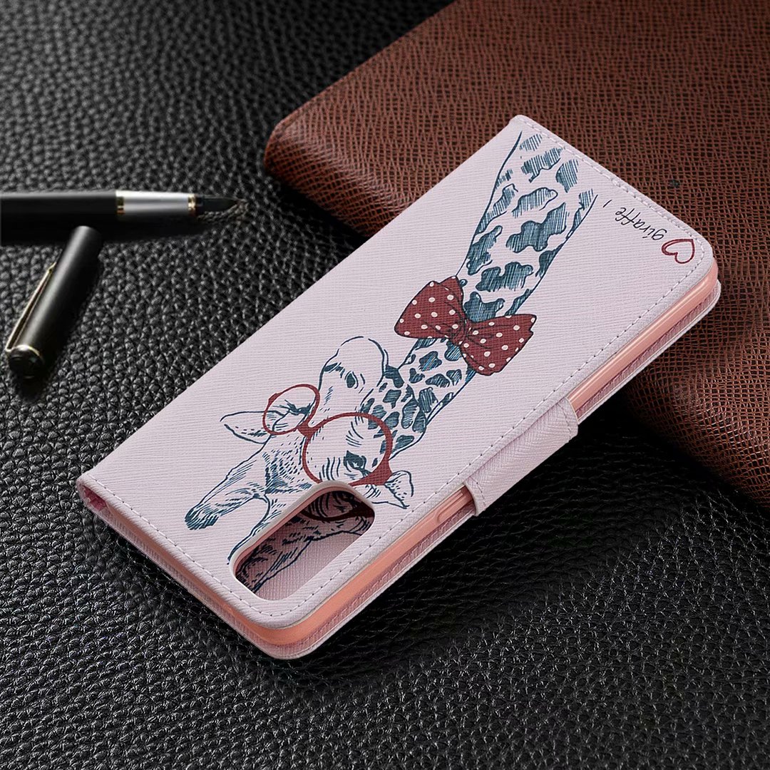 Oppo Reno 4 5G Case, Colorful Flip PU Leather Wallet Magnetic Phone Bag Cover - Giraffe