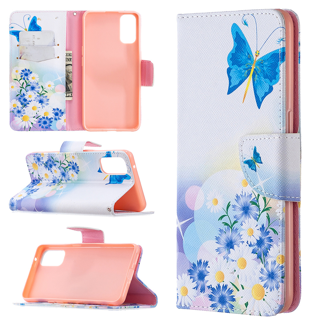 Oppo Reno 4 5G Case, Colorful Flip PU Leather Wallet Magnetic Phone Bag Cover - Flower Butterfly