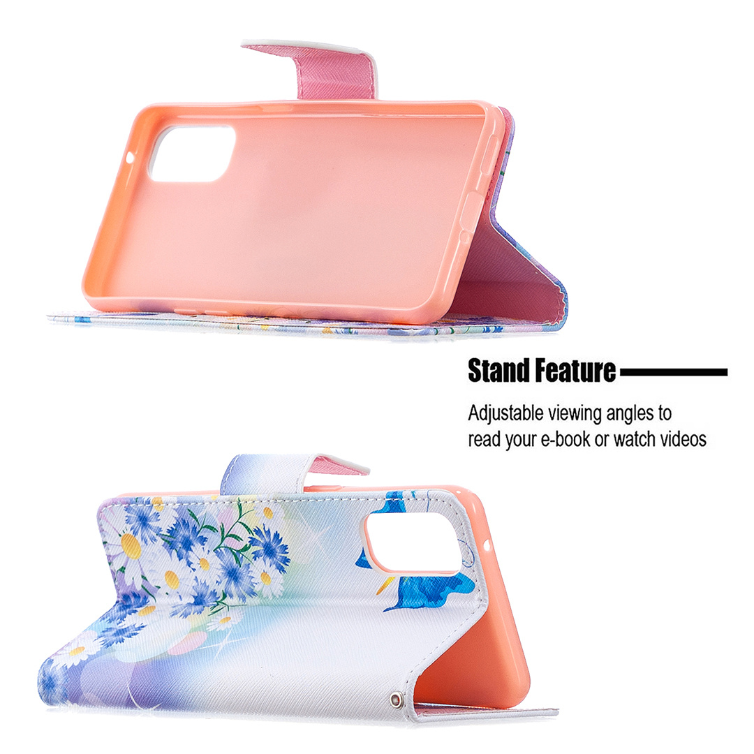 Oppo Reno 4 5G Case, Colorful Flip PU Leather Wallet Magnetic Phone Bag Cover - Flower Butterfly