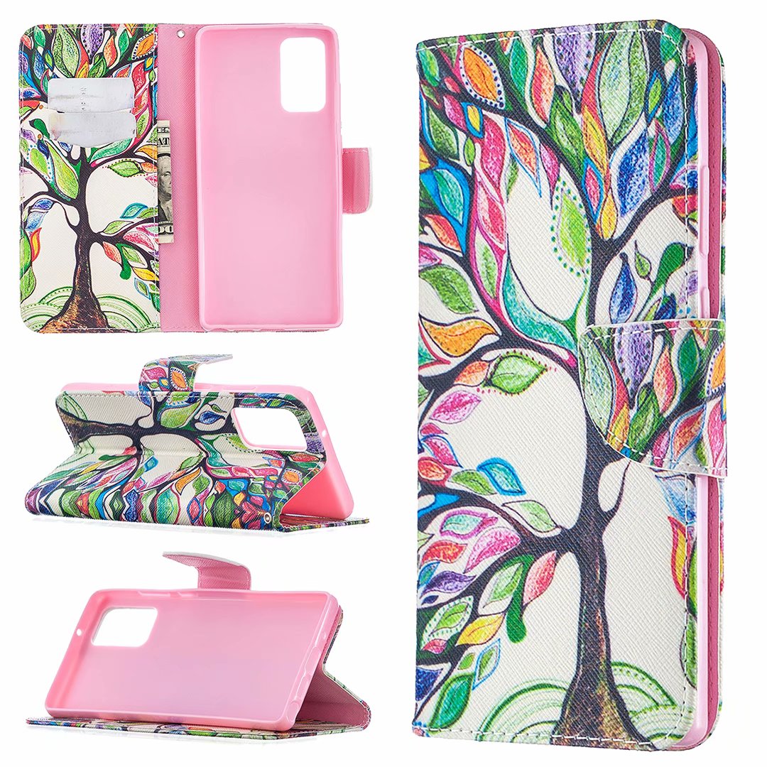 Samsung Galaxy Note 20 Case, Flip PU Leather Wallet Magnetic Phone Bag Cover - Painting tree