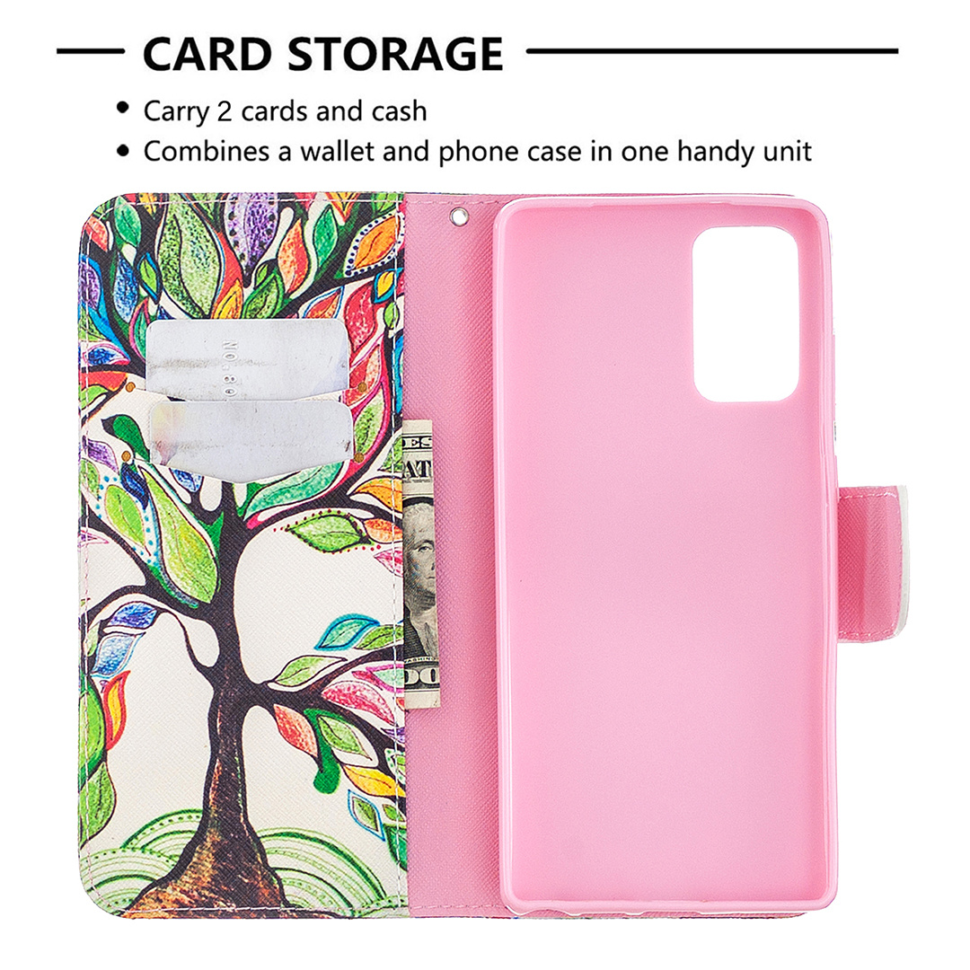 Samsung Galaxy Note 20 Case, Flip PU Leather Wallet Magnetic Phone Bag Cover - Painting tree