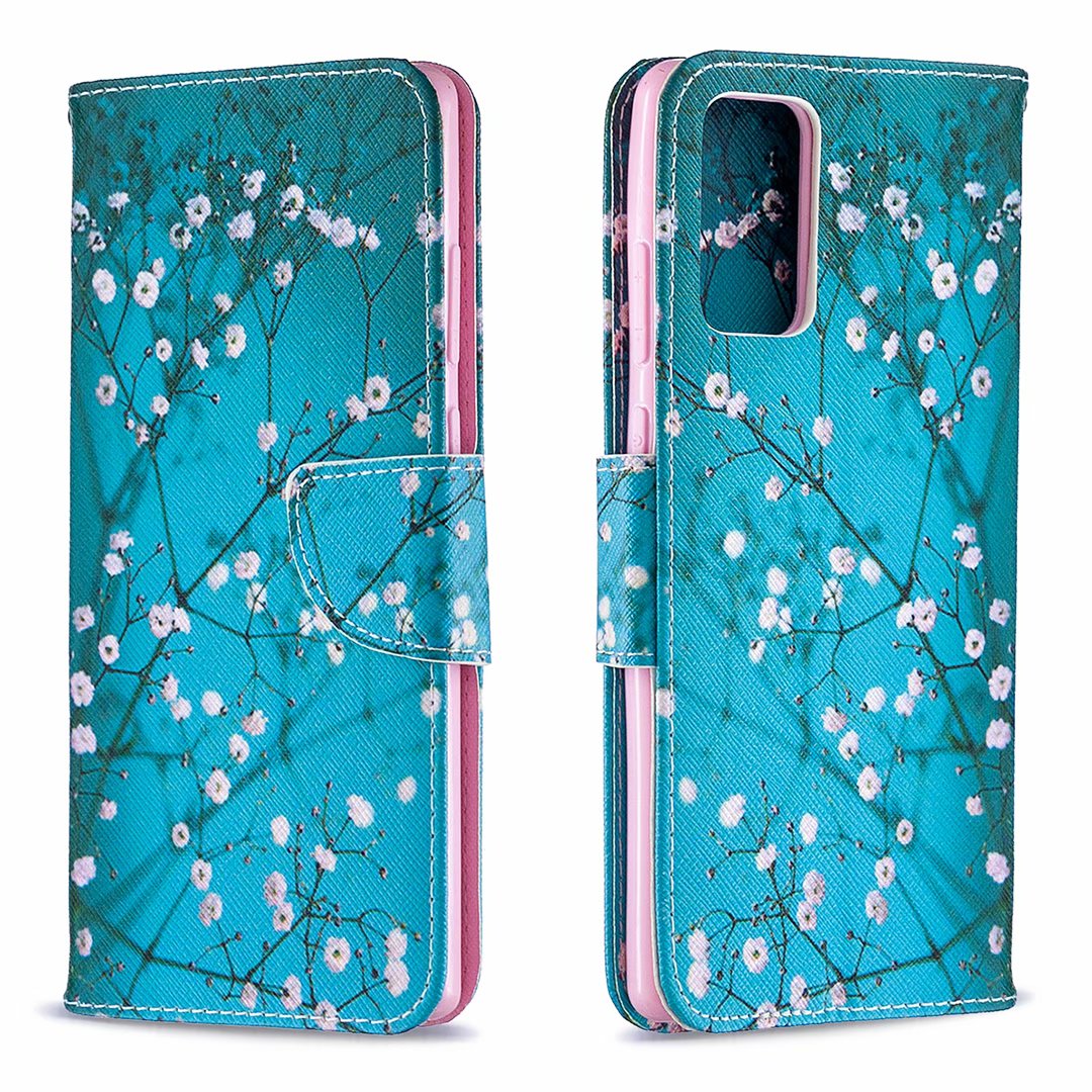Samsung Galaxy Note 20 Case, Flip PU Leather Wallet Magnetic Phone Bag Cover - Plum Flower