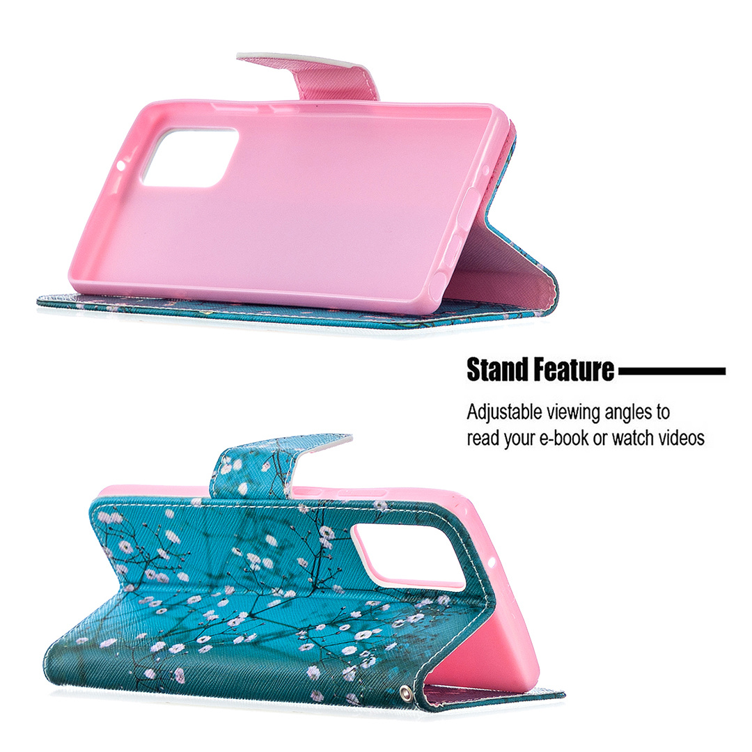 Samsung Galaxy Note 20 Case, Flip PU Leather Wallet Magnetic Phone Bag Cover - Plum Flower