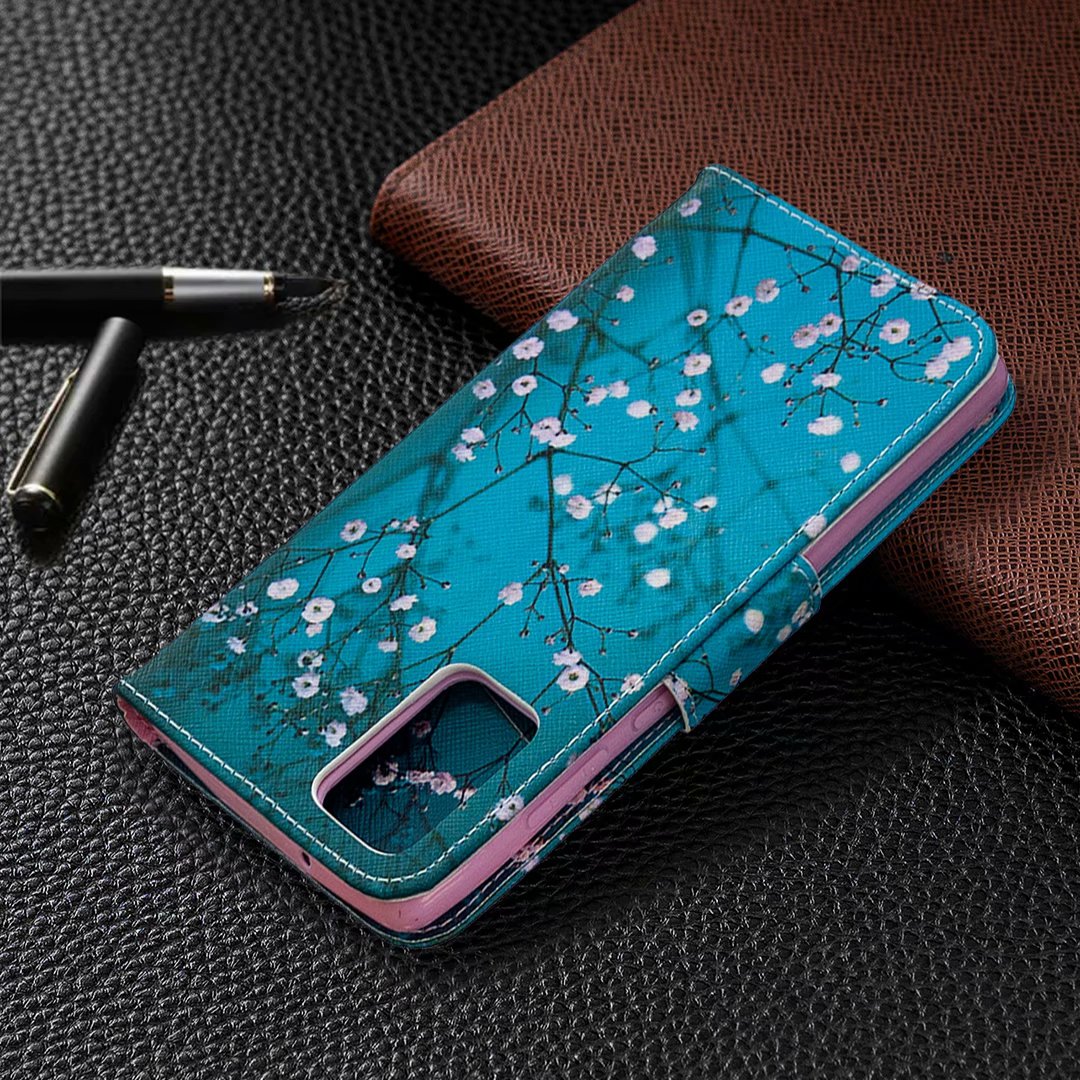 Samsung Galaxy Note 20 Case, Flip PU Leather Wallet Magnetic Phone Bag Cover - Plum Flower