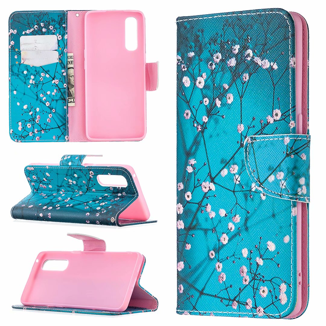 Oppo Find X2 Neo Case, Flip PU Leather Wallet Magnetic Phone Bag Cover - Plum Flower
