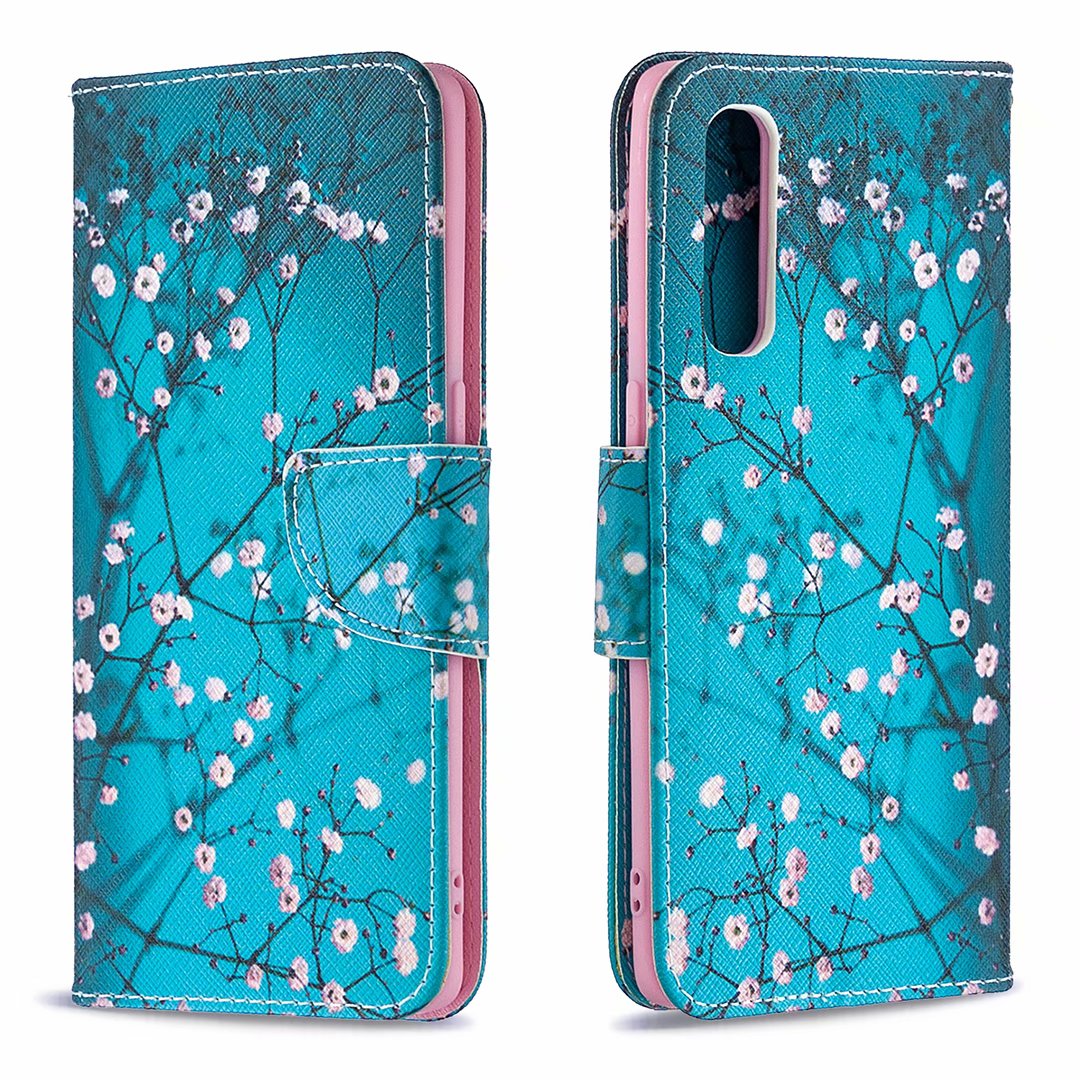 Oppo Find X2 Neo Case, Flip PU Leather Wallet Magnetic Phone Bag Cover - Plum Flower