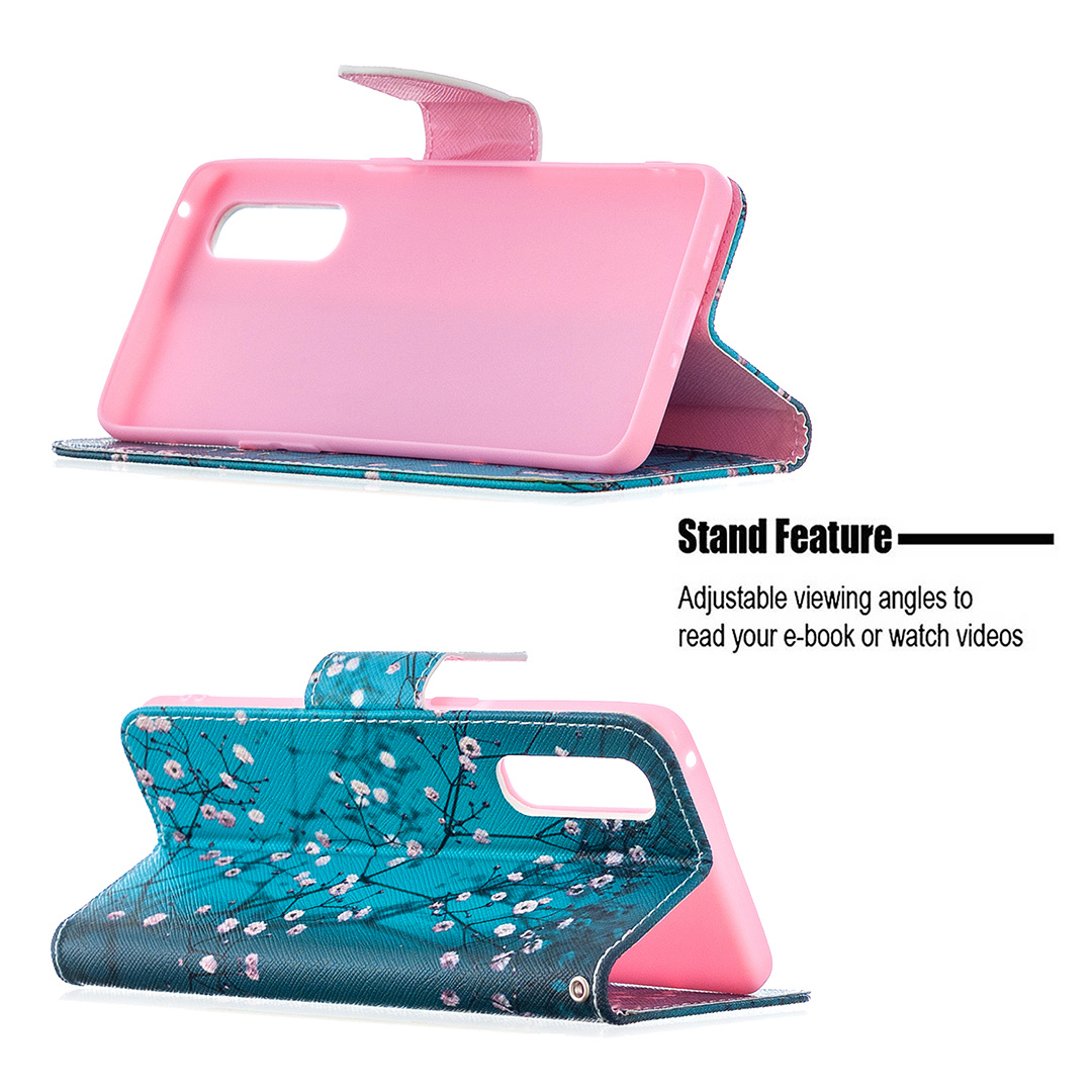 Oppo Find X2 Neo Case, Flip PU Leather Wallet Magnetic Phone Bag Cover - Plum Flower