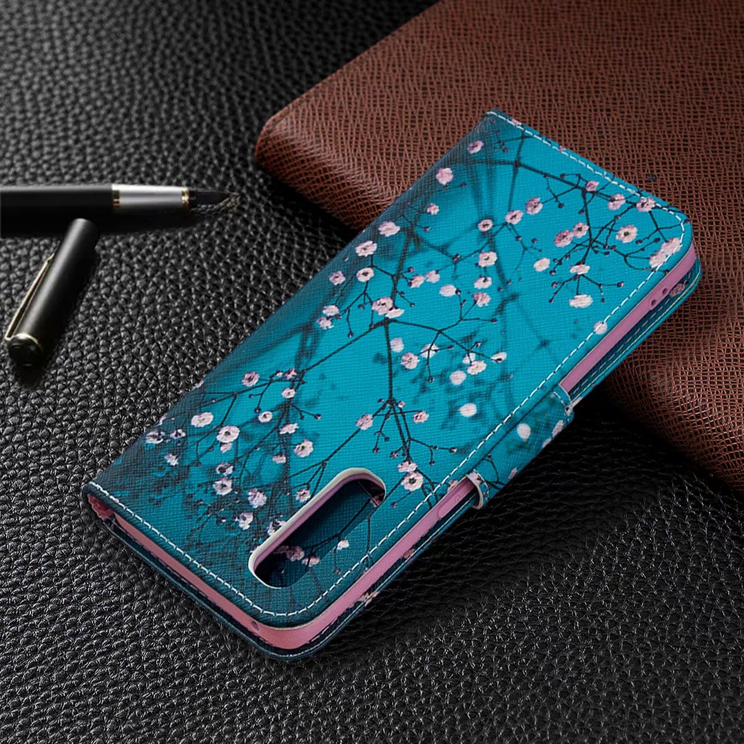 Oppo Find X2 Neo Case, Flip PU Leather Wallet Magnetic Phone Bag Cover - Plum Flower