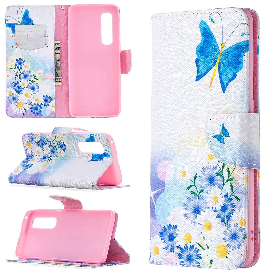 Oppo Find X2 Pro Case, Colorful Flip PU Leather Wallet Magnetic Phone Bag Cover - Flower Butterfly