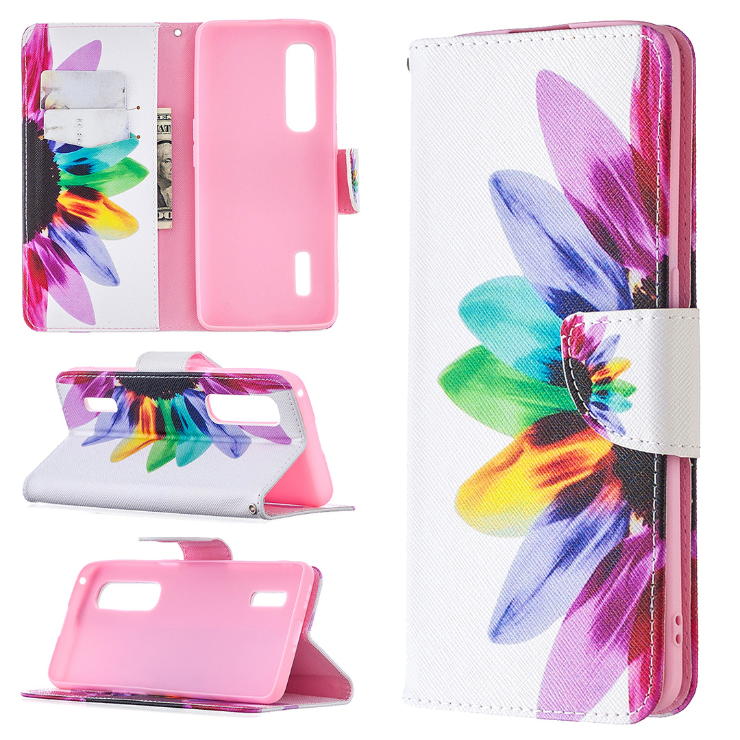 Oppo Find X2 Pro Case, Colorful Flip PU Leather Wallet Magnetic Phone Bag Cover - Sun Flower