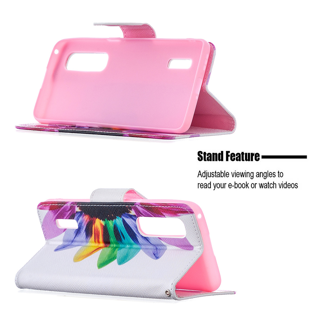 Oppo Find X2 Pro Case, Colorful Flip PU Leather Wallet Magnetic Phone Bag Cover - Sun Flower