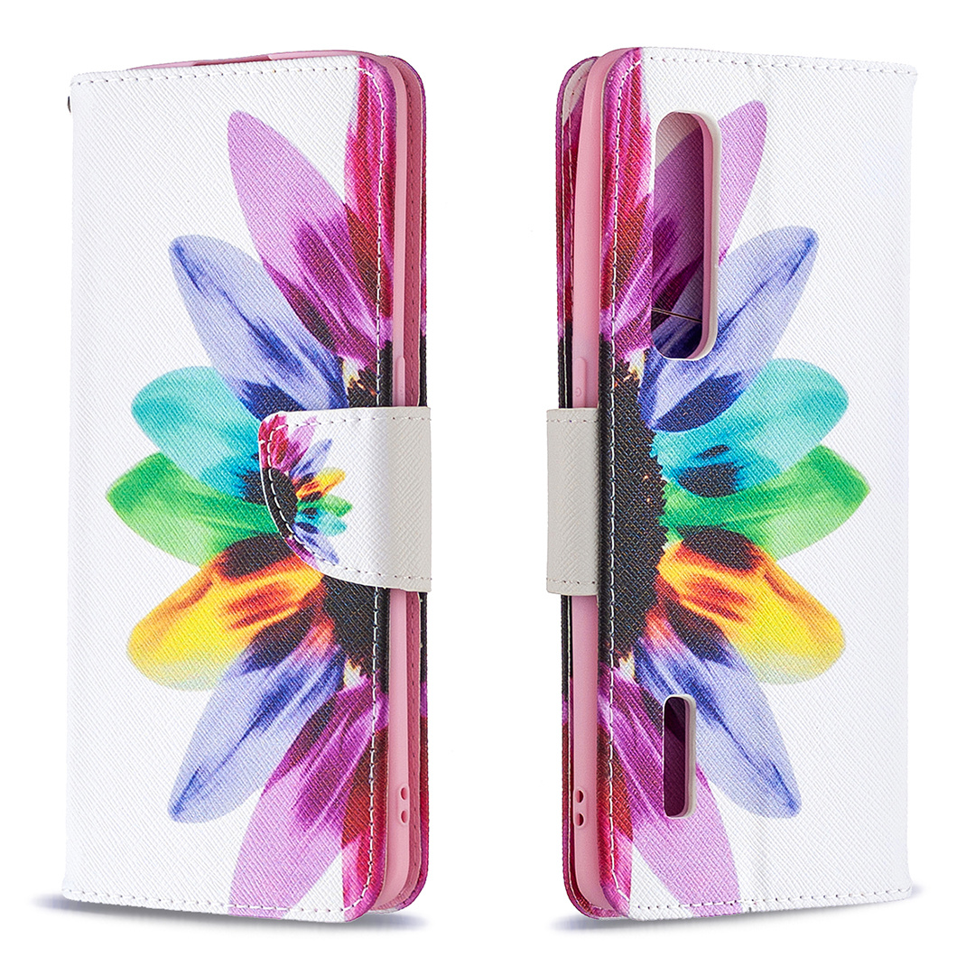 Oppo Find X2 Pro Case, Colorful Flip PU Leather Wallet Magnetic Phone Bag Cover - Sun Flower