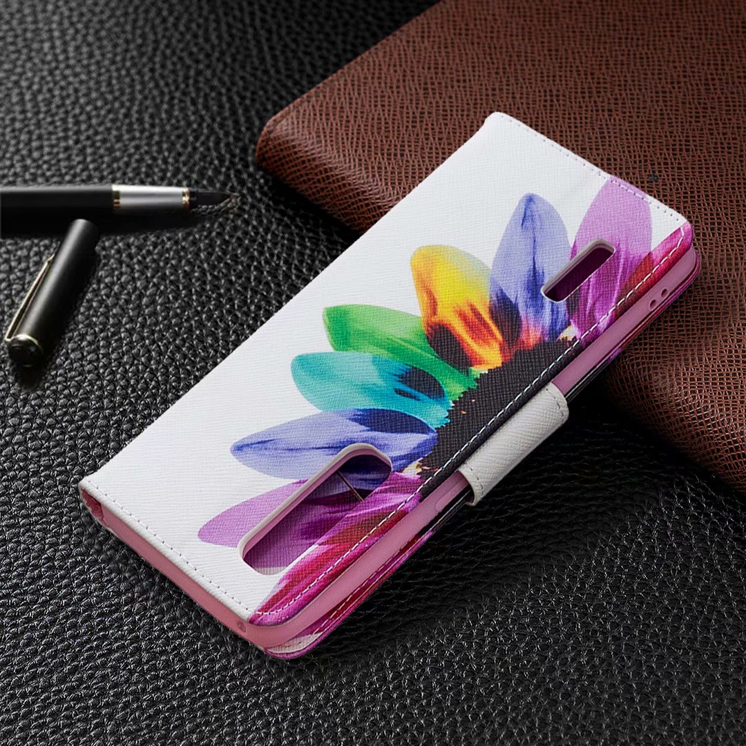Oppo Find X2 Pro Case, Colorful Flip PU Leather Wallet Magnetic Phone Bag Cover - Sun Flower