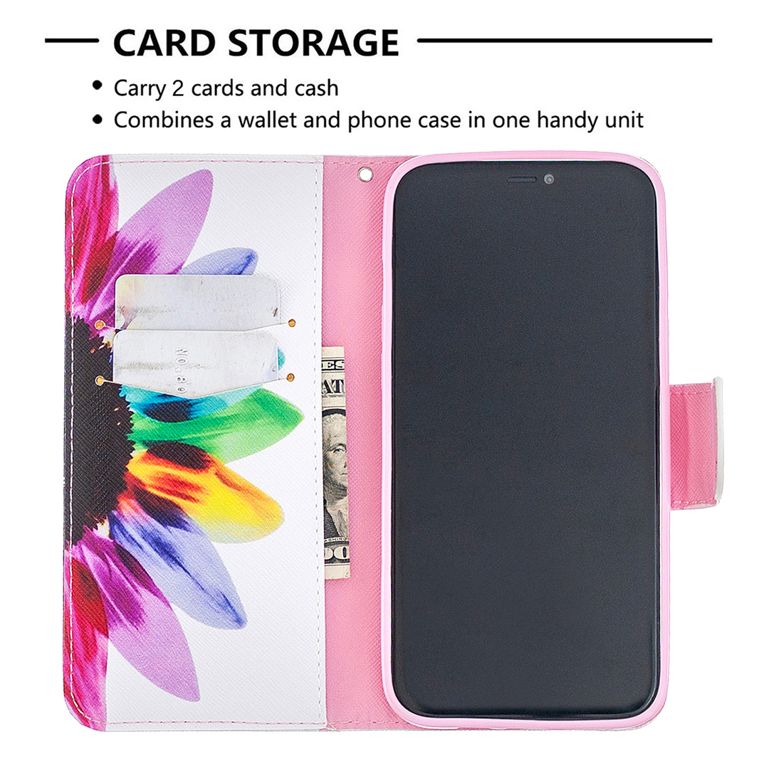 iPhone 12 Pro Max 6.7 inch Case, Flip PU Leather Wallet Magnetic Phone Bag Cover - Sun Flower