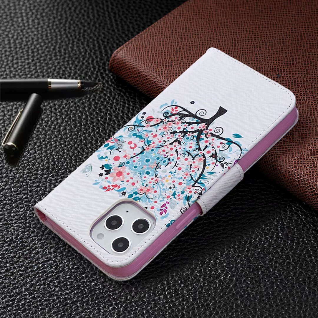 iPhone 12 Pro Max 6.7 inch Case, Flip PU Leather Wallet Magnetic Phone Bag Cover - Color tree