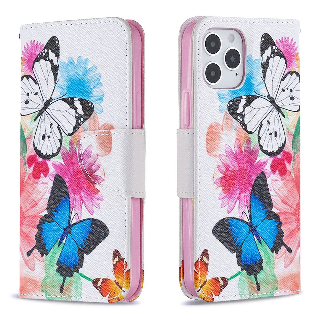 iPhone 12 Max (6.1 inch) 2020 Case, Flip PU Leather Wallet Phone Bag Cover - Flower Butterfly