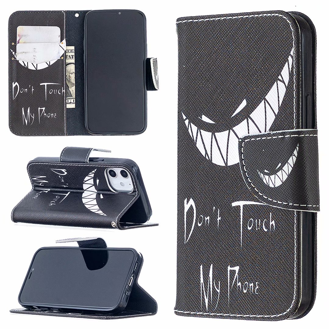 iPhone 12 (5.4 inch) 2020 Case, Flip PU Leather Wallet Phone Bag Cover - Don't touch my phone